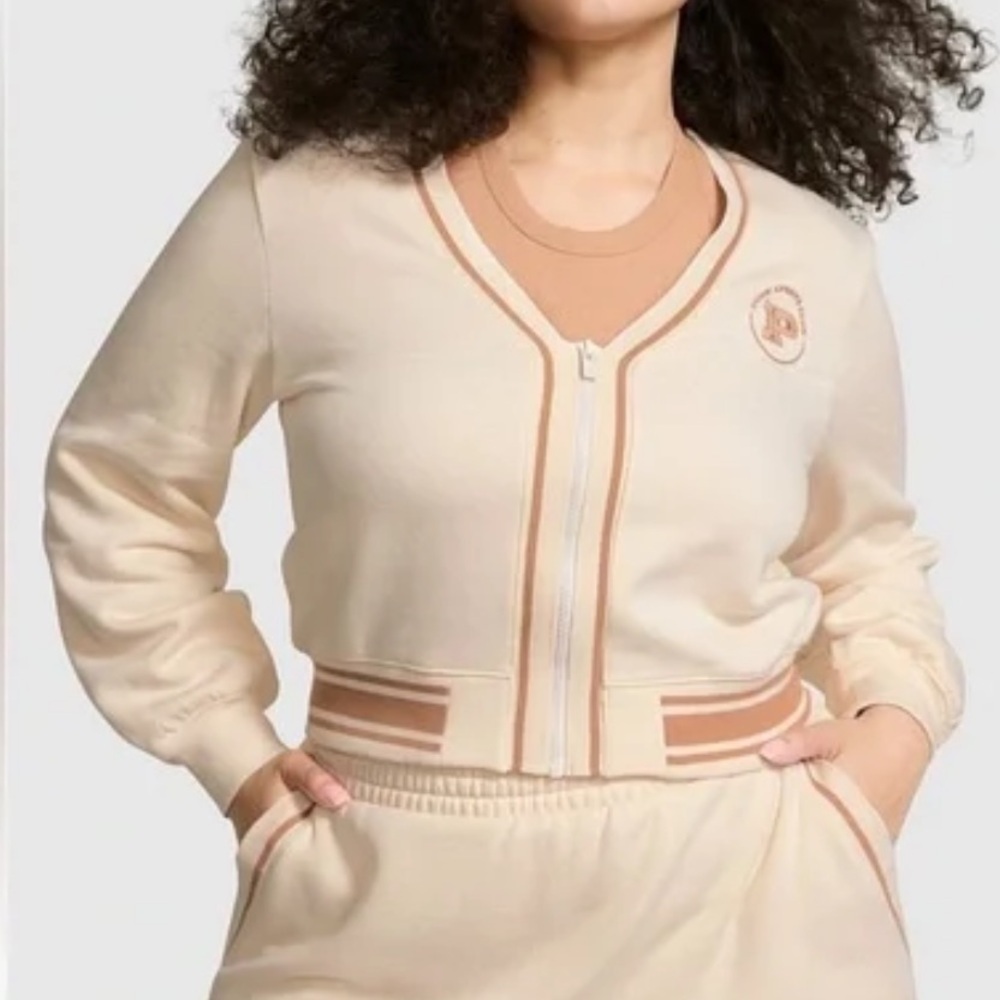 PINK Victoria's Secret Cream Varsity Jacket - Picture 1 of 4